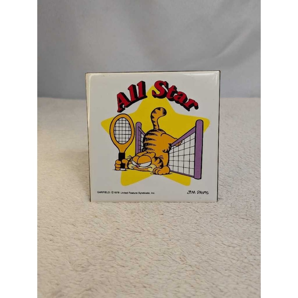 Garfield All Star Tennis Ceramic Photo Jim Davis Enesco‎ 1978